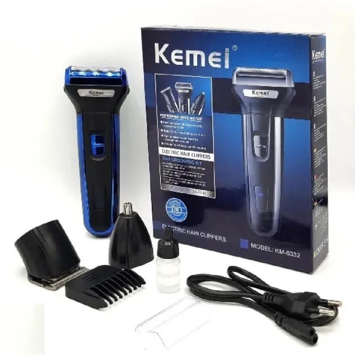 KEMEI KM-6330 4-in-1 Rechargeable Electric Shaver & Trimmer Kit
